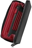 [ブランゼ] 財布 メンズ 長財布 国産本革 ジャパンレザー 型押し エンボス YKK製 ラウンドファスナー セパレート型 小銭入 (ボルドーレッド)
