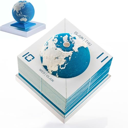 Calendrier 3D 2026 sculpture terre en papier, cadeau idéal bureau et école