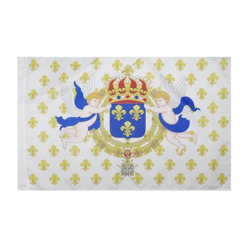 AZ FLAG - Drapeau Roi de France Fleur de Lys - 90x60 cm - Drapeau Royaliste Français 100% Polyester Avec Fourreau et Cordelette - Pavillon 50 g