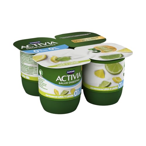 Activia Yogur Lima Limón - rico en probióticos y con 0% azúcares - Pack: 4x120g
