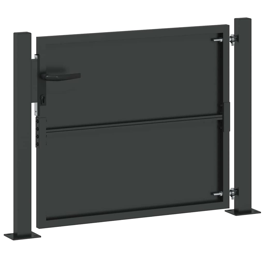 Cancello Giardino Metallo 110x105 cm Nero Bloccabile Acciaio