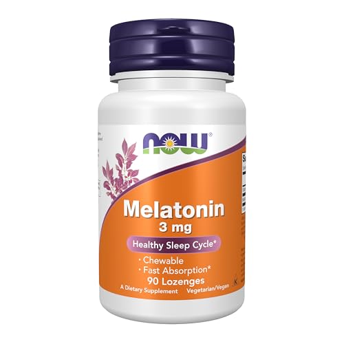 NOW Supplements Melatonin 3 mg Free Radical Scavenger* Healthy Sleep Cycle* 90 Chewable Lozenges