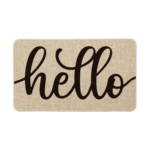 Artoid Mode Beige Hello Summer Doormat, Spring Home Decor Low-Profile Switch Rug Door Mat Floor Mat for Indoor Outdoor 17x29 Inch