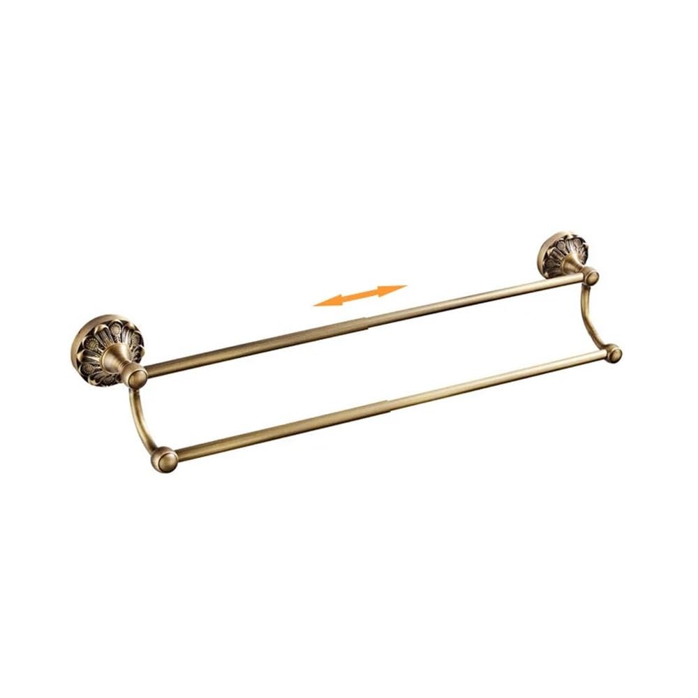 Haoxueli Double Towel Bar For Retro Decoration Users Antique Brass Wall Mounted Bathroom Hardware Set Towel Rack Tissue Holder Hook And Cup For Neat Toiletries Storage(Double Towel Bar)