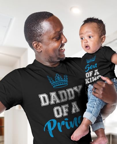 Tstars Daddy of a Prince Son of a King Matching Dad and Baby Shirts - Fathers Day Outfit Gift for Newborn & Dads2