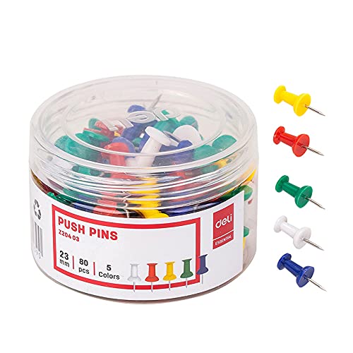 deli80 PCS Colored Push Pins 5 Colors Thumb Tack EZ20403