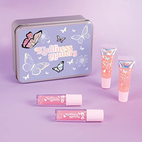 Three Cheers For Girls - Butterfly Kisses Lip Gloss Set For Girls - Vanilla Flavored & Shimmery Girls Lip Gloss Set For Kids - Lip Gloss Set For Girls & Teens 8-10-12-14-16 - Clear Lip Gloss Set, Bulk #TOP2