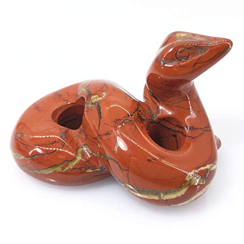 Anlingem 2" Snake Figurine, Hand Carved Healing Crystal Animal Statue Sculpture Home Decoration Red Jasper Snack Al-Rjs #TOP1