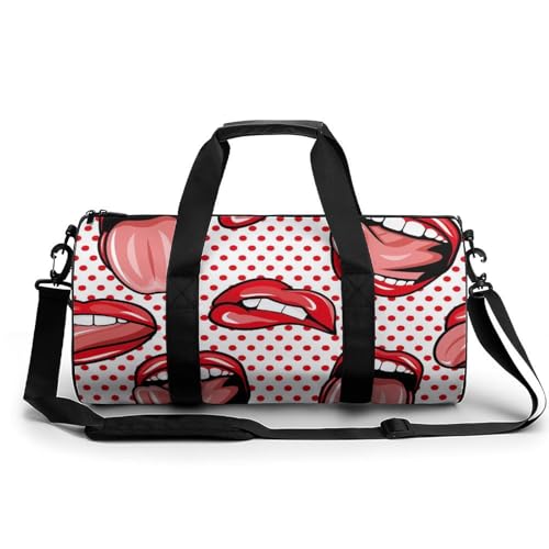 Sac de voyage lèvres rouges grand volume 45cm pour le week-end