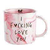 Hendson Girlfriend Anniversary, Birthday, Romantic Gift - I Love You - Cute Couple Gifts Ideas for Girlfriend, Wife, Fiance, Mom, Her, Couples - Pink Marble Mug, Ceramic 11.5oz Coffee Cup