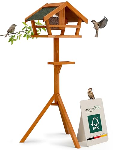 Moorland Vogelhaus mit Ständer Wetterfest – Vogelfutterhaus aus FSC...