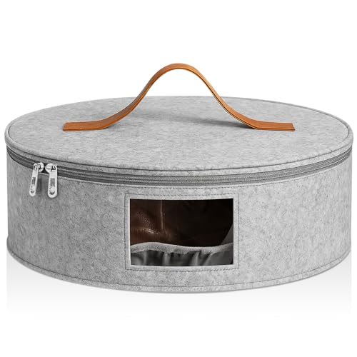 Chunful Hat Box Storage for Women Large Storage Bag for Wide Brim Sun, Cowboy and Foldable Space Saving Travel Hat Organizer Bag with Lid(Gray,Height 6.3 Inches)