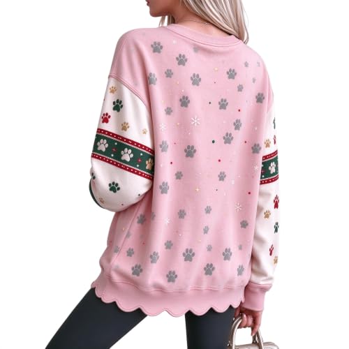 Funny Christmas Shirts for Women Casual Christmas Tree Print Loose Pullover - image 5