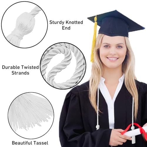 Image of Graduation Honor Cords White Graduation Cords with Tassels, 67 inch Long for Graduation Students
