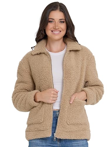 Steve Madden Sherpa Jacket Women - Oversized Faux Fur Winter Coats for Women, Shearling Fleece Plus Size Winter Jacket XS-3X