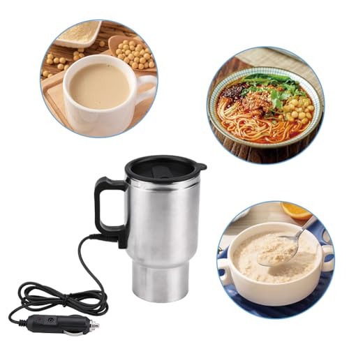 Pava eléctrica portátil para auto 12V 450ml acero inoxidable miniatura 6