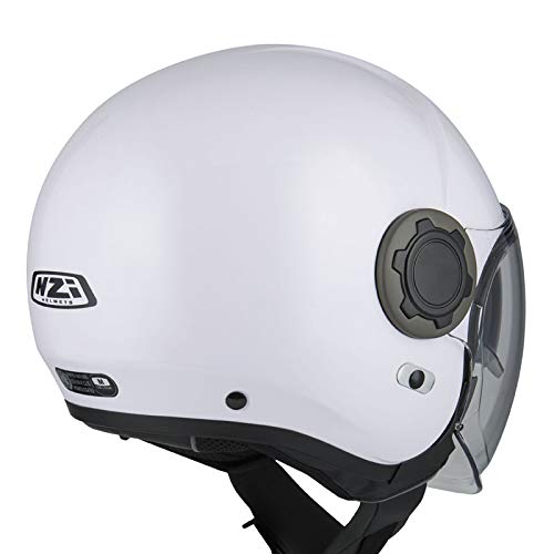NZI RINGWAY Duo Solid Blanco | Casco de Moto Jet Abierto con Visor Solar - Unisex Hombre y Mujer Homologado ECE
