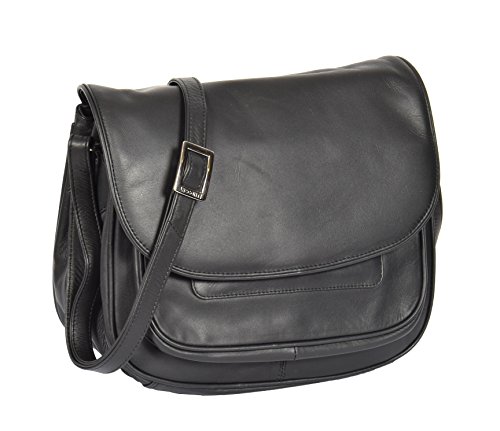 Sac à bandoulière en cuir véritable noir Vancouver, élégance artisanale