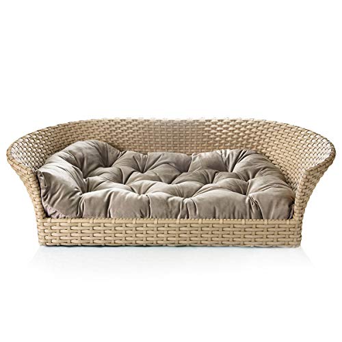 Cama Pet Cachorro Porte Grande Fibra Sintética 100x60Cm Luxo Bathtub Veludo Nude - BedFurPets