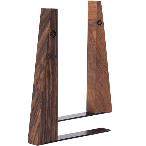 TILISMA Walnut Bookends for Shelves | Wooden Book Ends for Shelves | Sturdy Book Holders, Stoppers with Metal Base for Bookshelves | Slick Decorative Bookends Stands Firmly on Bookshelf (Pair)