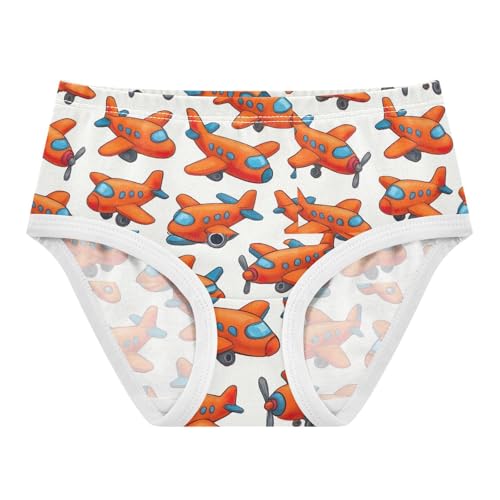 Joisal Toddlers Underwear Floral 2t Cotton Little Girl Panties Print Briefs Kids Undies Cute Cartoon Orange Airplanes
