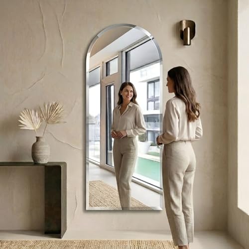 Image of Creative Arts n Frames 5mm Full Length Long Beveled Smooth Edges Frameless Rectangular Wall Mount HD Mirror Home Decor Items (18X48 inch Arch HD Mirror)