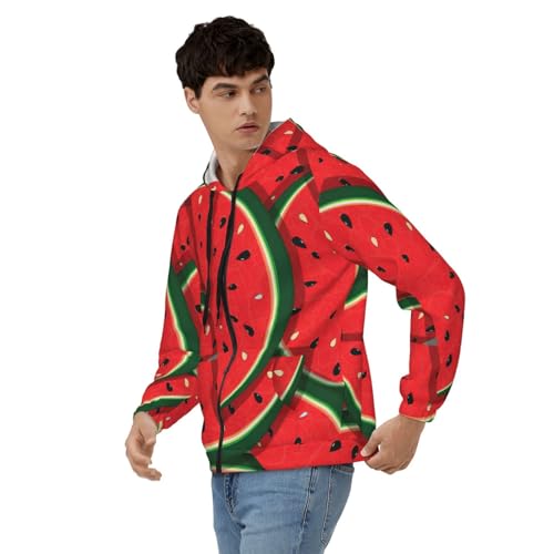 Sweat à capuche polyester doux homme avec imprimé pastèque rouge unique - 4