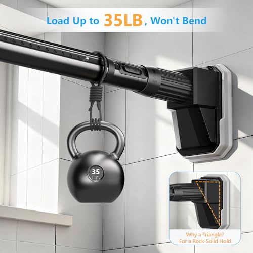 Image of FADOTY Tension Curtain Rod No Drilling, 41-174 Inch Heavy Duty Shower Rod