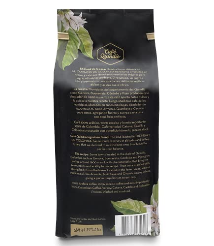 Cafe Quindio Gourmet Coffee, Medium Roast 100% Colombian Arabica Excelso Coffee, Artisanal Cultivation Single Estate Coffee (Whole Bean 500G/17.6Oz) #TOP1