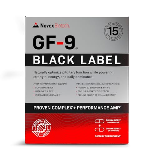 GF-9 Black Label Advanced HGH Support for Men 45+ Clinically Studied Amino Acid Complex Alpha-GPC GLP-1 Pathway Support & Focus 210 Capsules