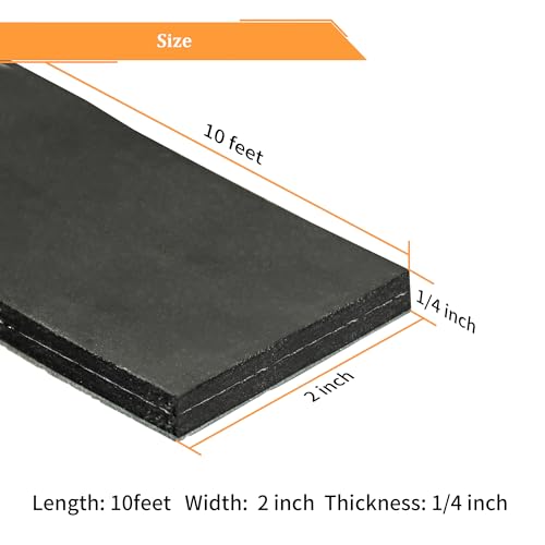 Image of DOBTIM Adhesive Reinforced Solid Rubber Sheets, Rolls & Strips Cloth Inserted 1 /4 (.250) inch Thick X 2 inch Wide X 10' Long, Neoprene Rubber Strips Tensile-Resistant Tougher Projects