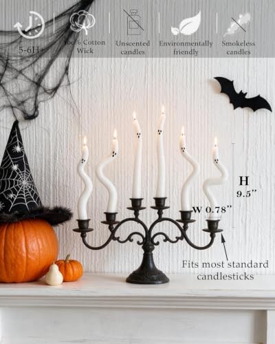 Ghost Taper Candles for Halloween, 6 Pack - image 2