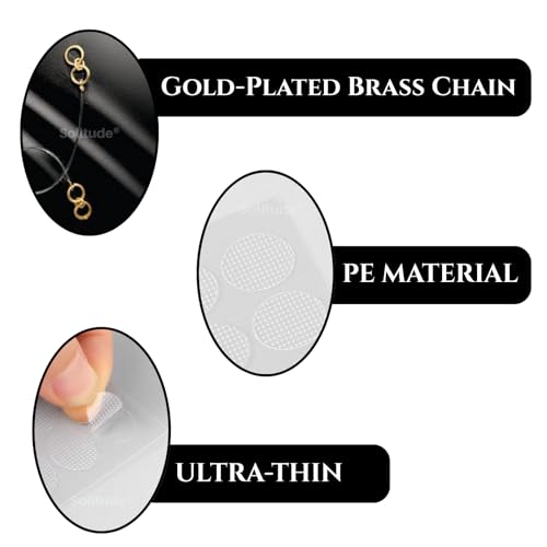 Image of Solitude (2 Pair Chain with 50 Patches) Ear Chain Transparent Stretchable Rubber Antique Ear Chain | Champaswaralu for Women and Girls | Invisible Kaan Chain for Heavy Earrings with Support Patch