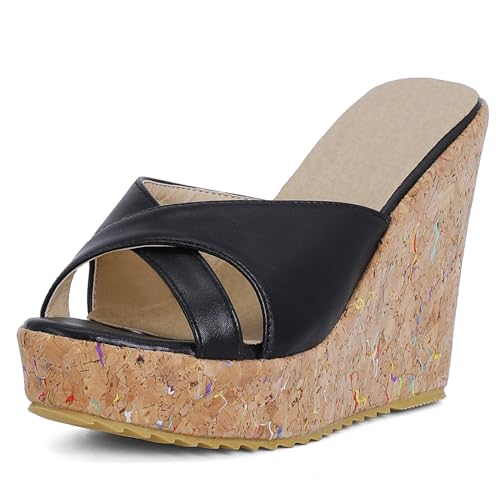 Sandales compensées pour femme Lizoleor sans fermeture à semelle amortissante