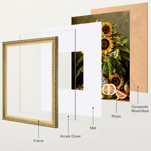 Image of eletecpro 18x24 Picture Frames Set of 2 with Clear Acrylic Cover, Gold | Ornate Vintage Gold Photo Frames Display 16x20 Photo with Mat or 18x24 without Mat for Home Wall Decor