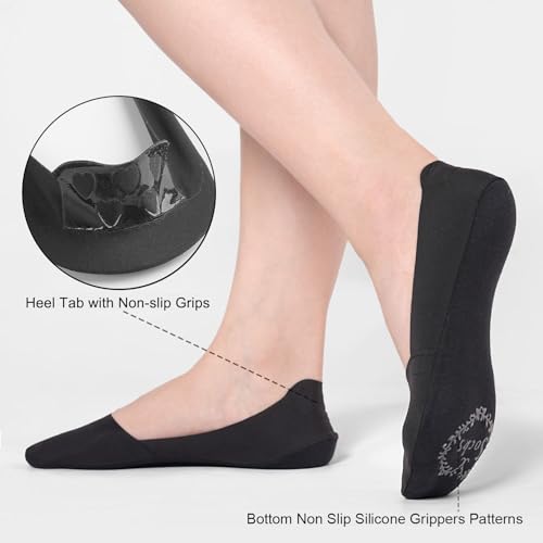 Image of floconssy No Show Socks Womens Nylon Non Slip Low Cut Invisible Liner Footies Thin Silk Socks for Flats Loafers 6 Pairs