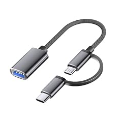 iJiZuo Adattatore 2 in 1 USB C/Micro a USB, Cavo OTG USB Micro e Tipo C Universale in Nylon Intrecciato, Compatibile con Il Telefono Andriod, PC, Samsung, ECC.(Grigio)
