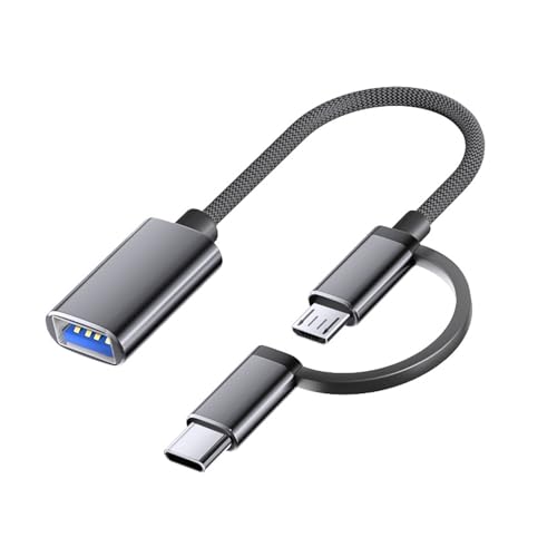 iJiZuo 2 en 1 Adaptador USB C/Micro a USB, Cable OTG USB Tipo C y Micro USB, Compatible con Teléfono Andriod, Mac, Samsung Galaxy, Huawei - Gris