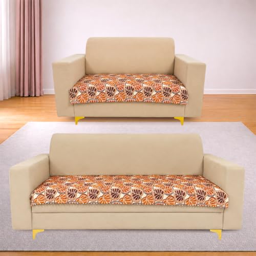 Image of Homerz Premium Printed Quilted Velvet Sofa Slip Cover Protector, Sofa Mat, Exact Size, Antislip Cover (Bloomora, 5 (3+2) Seater, Half)