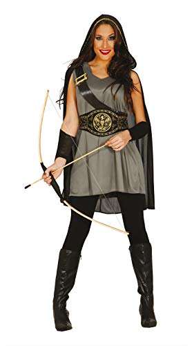 Guirca- Disfraz adulta arquera, Color carbón, Talla 38-40 (84572.0)