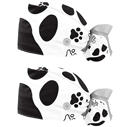 Chapeaux bouffants de travail JDEZ en tissu léger et réglable avec motif pattes de chien
