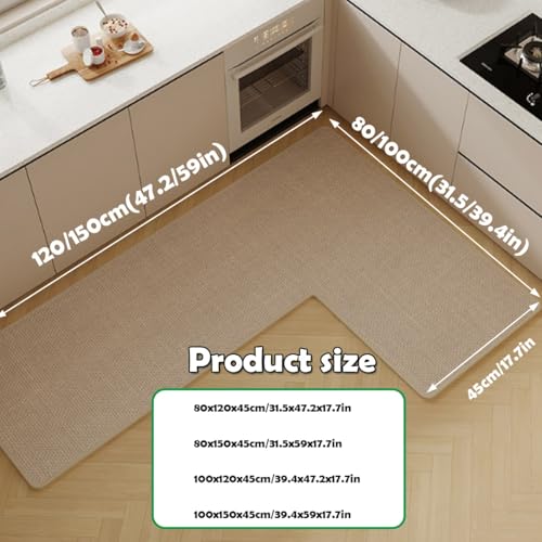 Tapis de cuisine en caoutchouc absorbant lavable et imperméable avec design d'angle en L