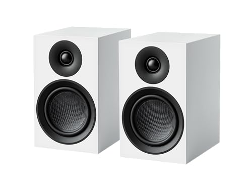 Pro-Ject Speaker Box 5 E Carbon, Referenz-Regallautsprecher mit 2-Wege-Bassreflexprinzip, 5-Zoll-Carbon-Bass/Mitteltöner, Robustes MDF-Gehäuse, inklusive Lautsprecherabdeckung (Weiß)