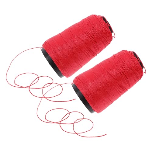 STOBAZA 2 rollos de cuerda de nylon trenzado rojo para trabajo de construcción, líneas de construcción resistentes para trazado y herramientas, cuerda de nylon de alta resistencia para uso en obra miniatura 1