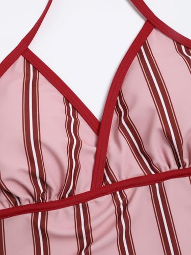 ZAFUL Preppy Y2K Tankini Swimsuits for Women Sexy Cruise Bathing Suit with Cheeky Bikini Bottom Swim Suit,Stripe,XL — view 3