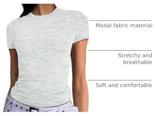 Image of Dwnval Womens Classic Short Sleeve Summer TOS Crew Neck Slim Fit Crop T Shirt