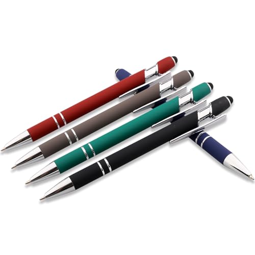 Personalized-Pens-with-Stylus-Custom-Metallic-Printed-Name-Pens-with-Black-Blue-Ink-Business-Advertising-Imprinted-with-Logo-or-Message-12-Count-Pack-of-1-Blue