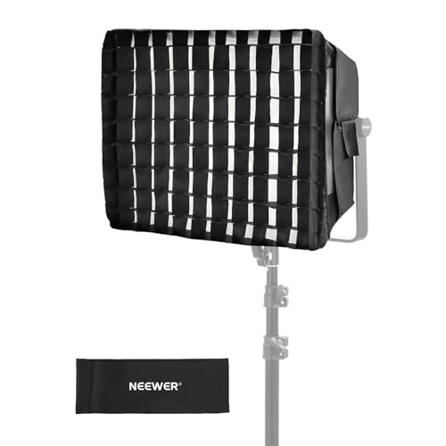 NEEWER Diffuseur Softbox Amélioré pour Panneau d'Eclairage Vidéo LED RVB PL60C, 15,4 x12,6/39x32cm Pliable avec Grille/Sac/Capot Occultant, Pas Besoin de Retirer Les Portes d'Entrée