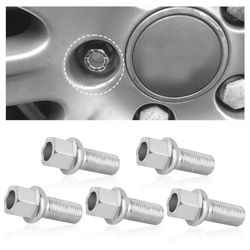 5PCS M14x1.5 Wheel Studs OEM#WHT001812,Alloy Steel 27mm Shank Length Lug Bolts Compatible with Audi Seat Skoda VW,Professional Ball Seat Wheel Bolts Replace Lug Studs Car Accessories