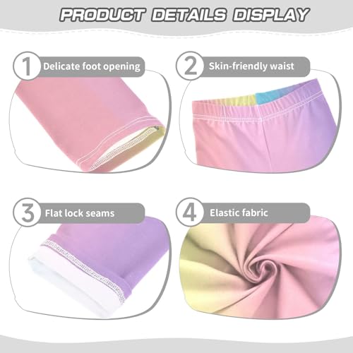 Girls' Leggings Ankle Length Printed Leggings Pastel Rainbow Color Soft Comfortable Pants for Kids 4-10 Years4